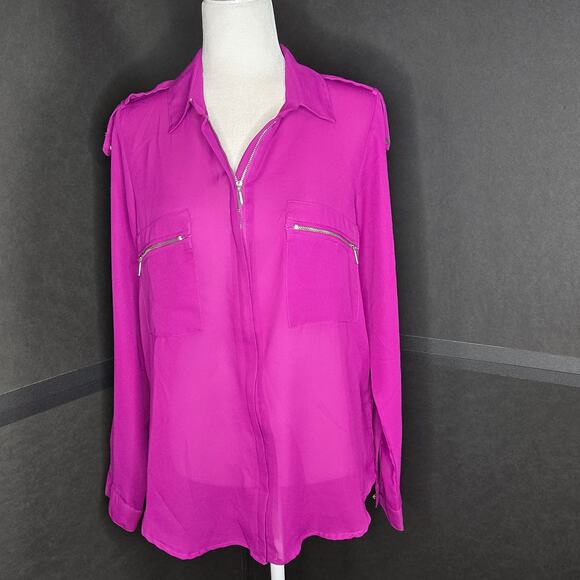 Kut from the Kloth full zip front blouse Medium purple - Picture 1 of 16